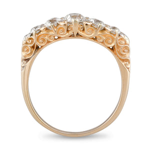 Diamond Set Carved Half Hoop Ring