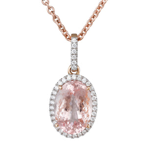 Morganite & Diamond Cluster Pendant