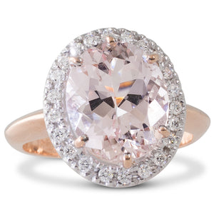 Morganite & Diamond Cluster Ring