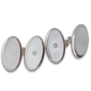 White Enamelled Diamond Cufflinks