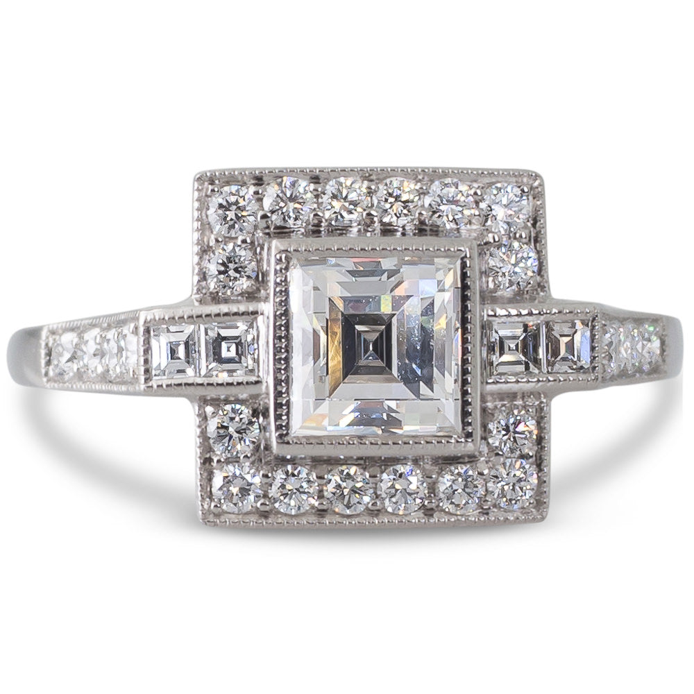 Square Diamond Cluster Ring