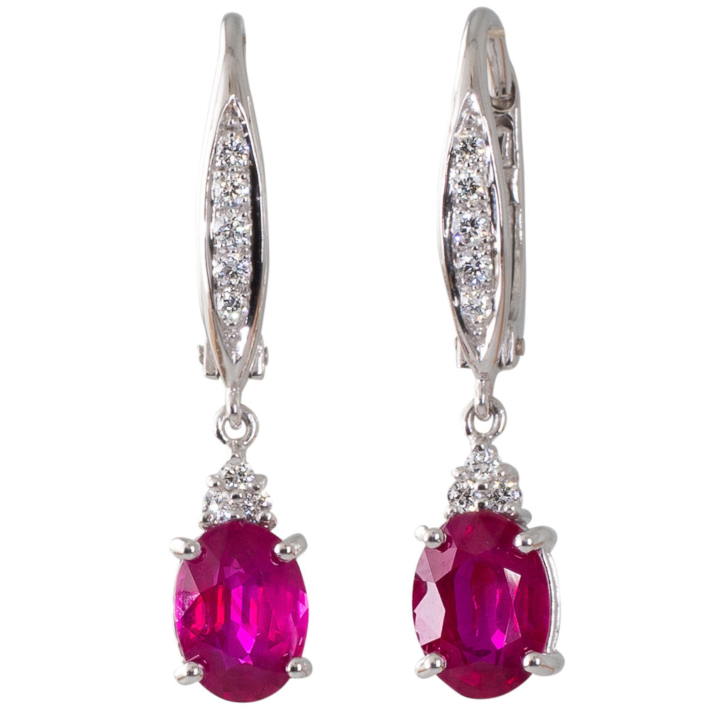 Unheated Ruby and Diamond Earrings