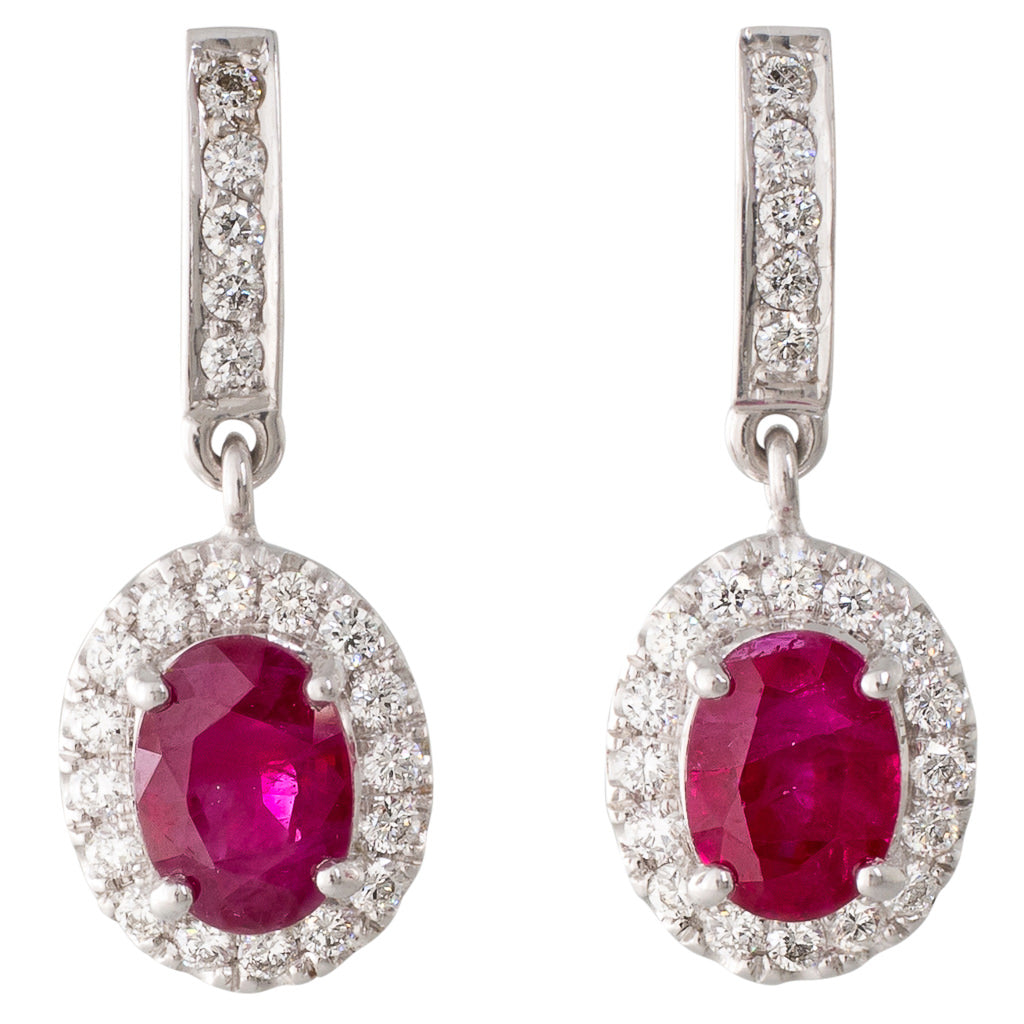 Ruby & Diamond Drop Earrings