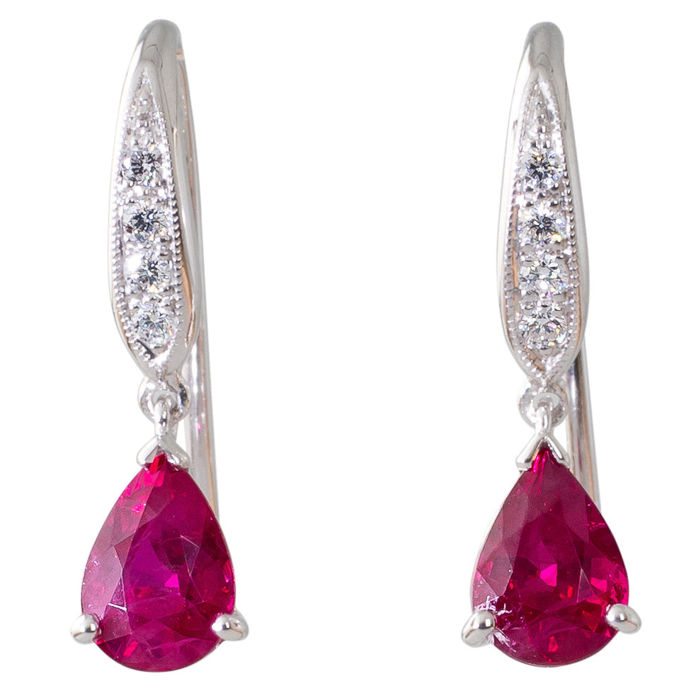 Ruby and Diamond Drop Earrings