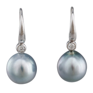 Tahitian Pearl & Diamond Hooks