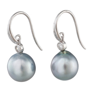 Tahitian Pearl & Diamond Hooks