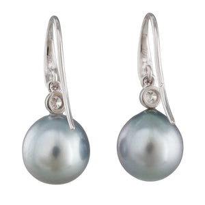 Tahitian Pearl & Diamond Hooks