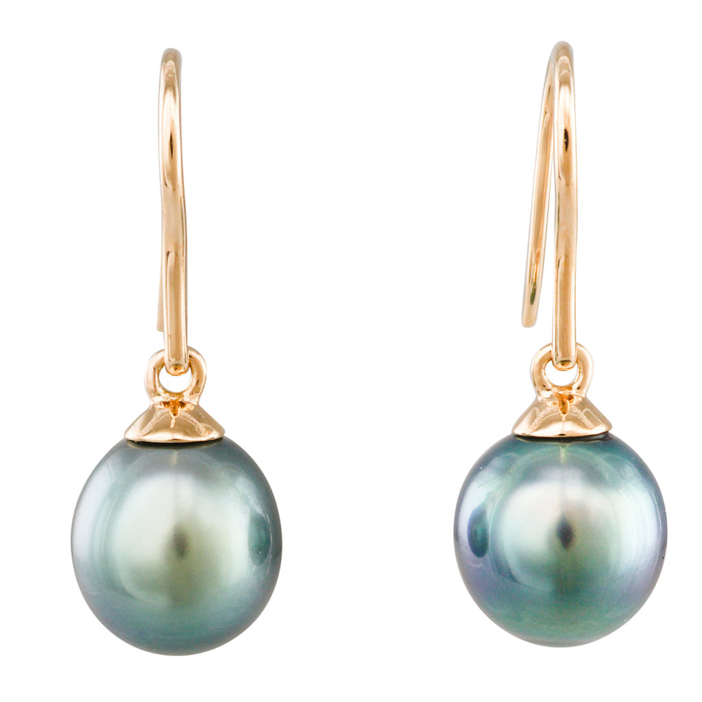 9-10mm Tahitian Pearl Hook Earrings