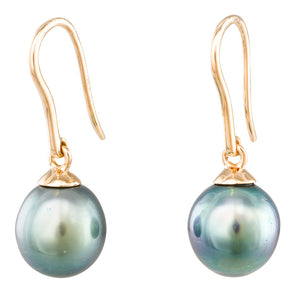 9-10mm Tahitian Pearl Hook Earrings