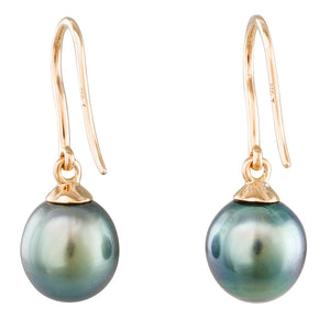 9-10mm Tahitian Pearl Hook Earrings