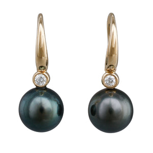 Tahitian Pearl & Diamond Hooks