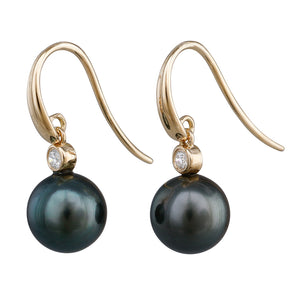 Tahitian Pearl & Diamond Hooks