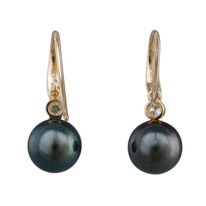 Tahitian Pearl & Diamond Hooks