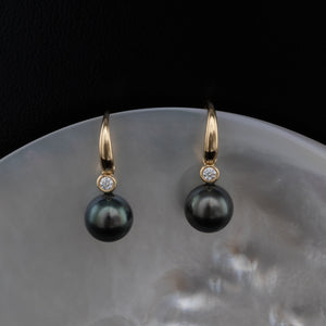 Tahitian Pearl & Diamond Hooks