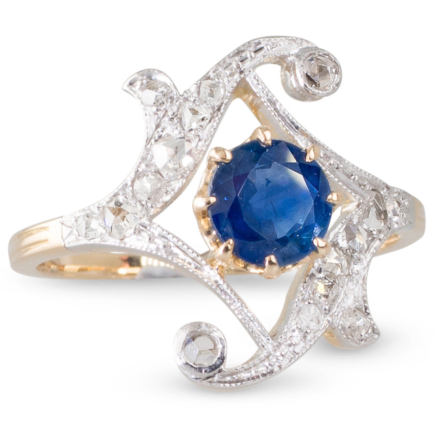 Antique sapphire and diamond shop ring