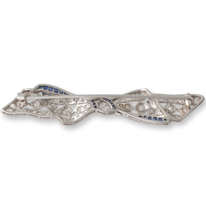 Diamond Bow Bar Brooch