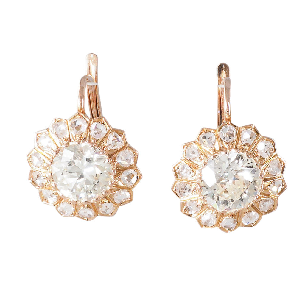 Antique diamond online cluster earrings