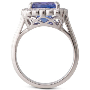 Cushion Cut Tanzanite Cluster Ring