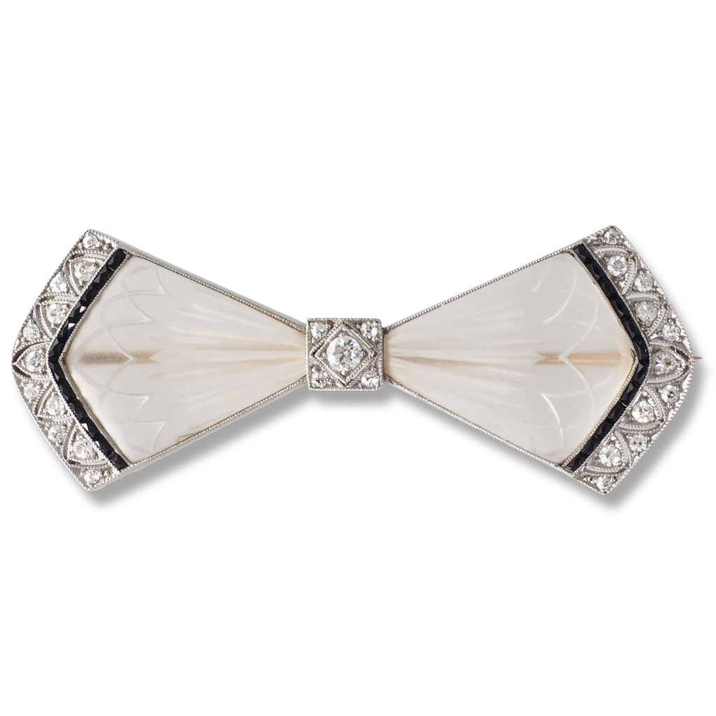 Art Deco Rock Crystal Bow Brooch