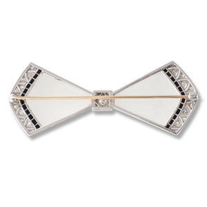 Art Deco Rock Crystal Bow Brooch