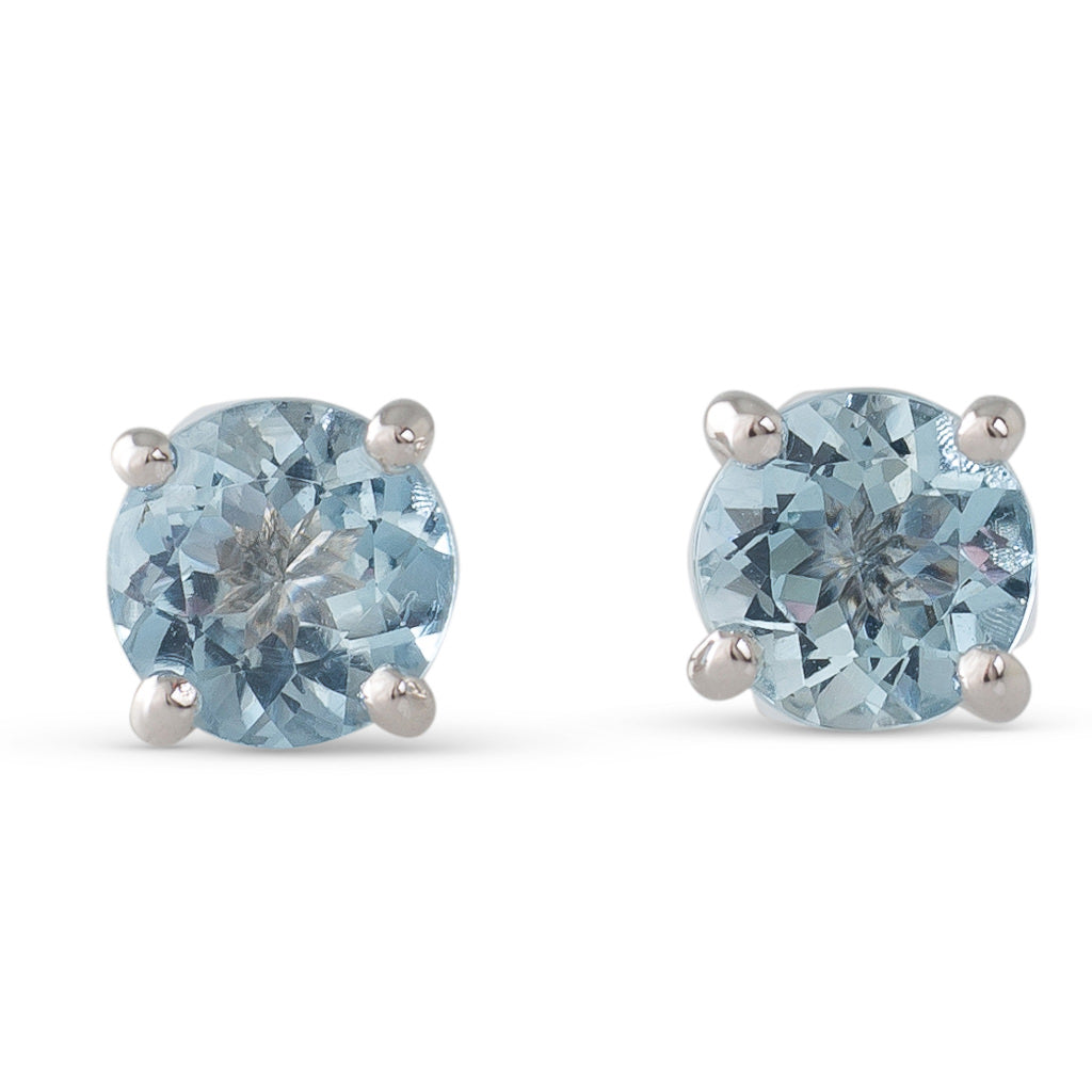 White Gold Aquamarine Studs