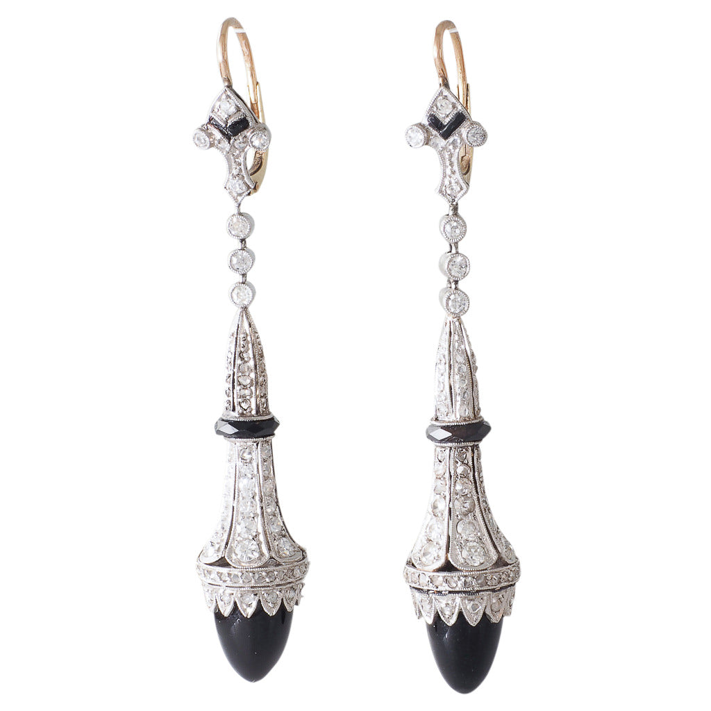 Cindy Art Deco Crystal Drop Earrings  Silver  Sentani Boutique