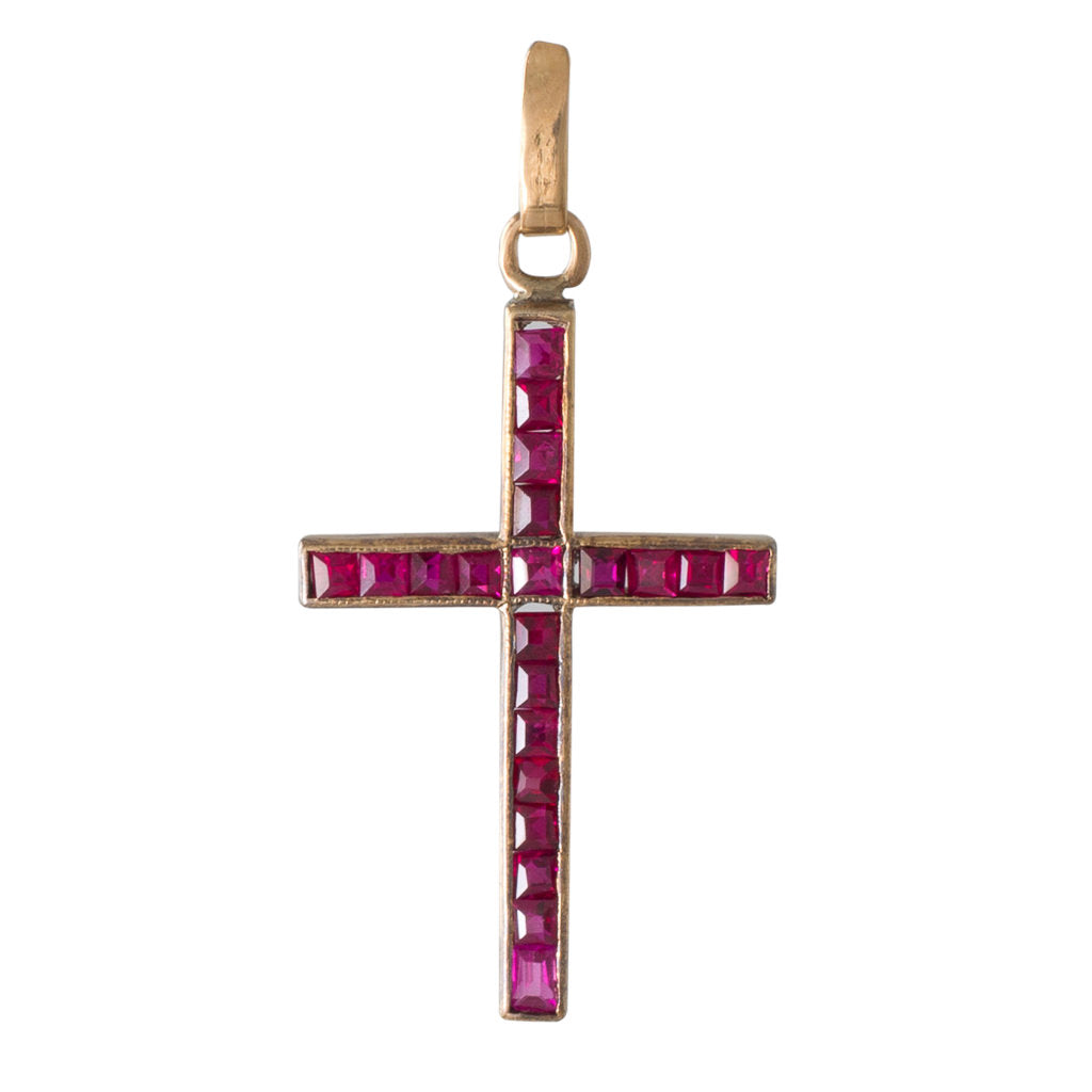 Ruby and deals diamond cross necklace