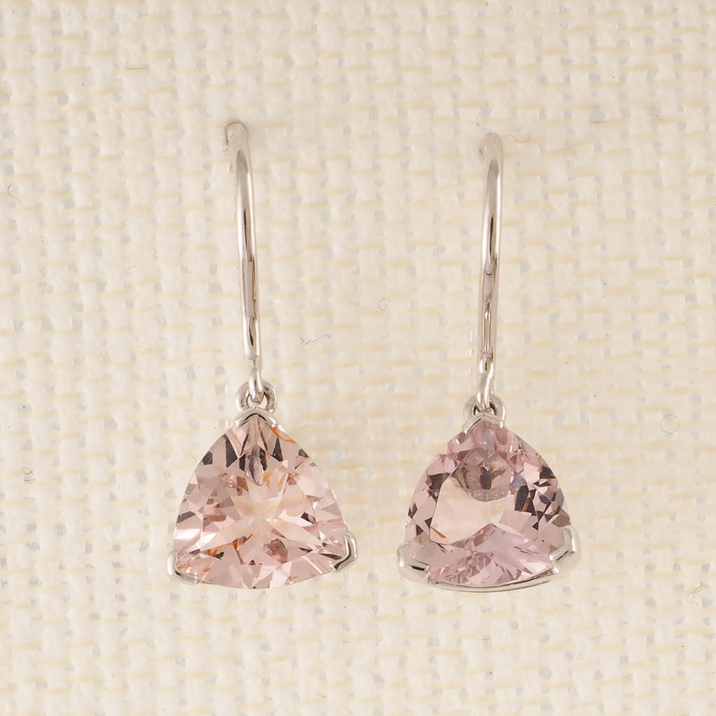 K. Brunini 18KWG Diamond & Blush Morganite Drop Earrings