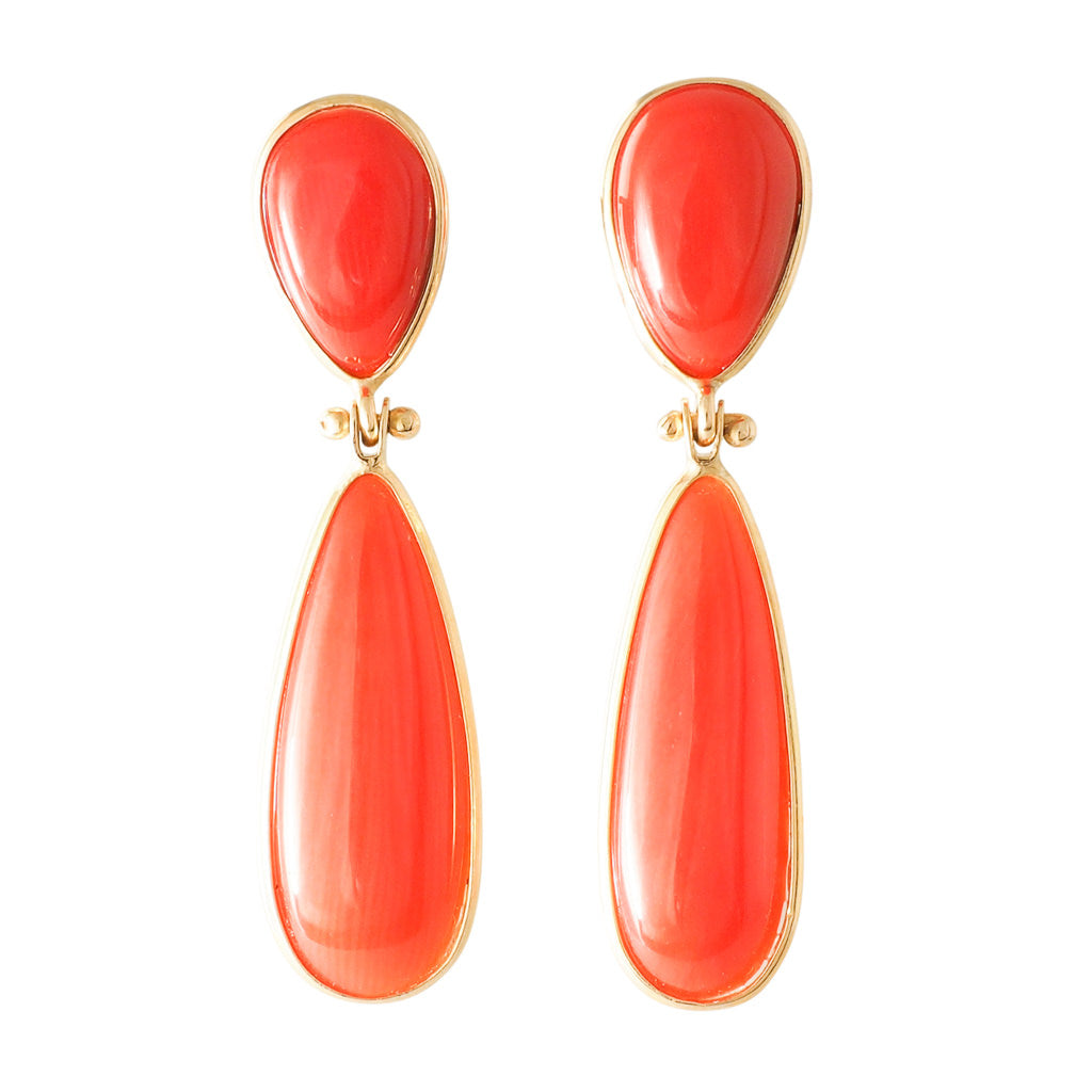 Pair Coral Double Drop Earrings