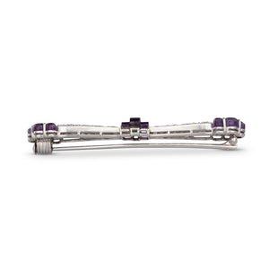 Amethyst & Diamond Bar Brooch