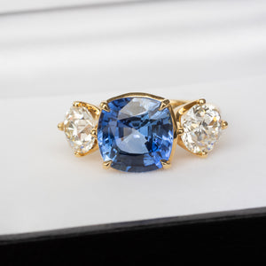 Sapphire & Diamond Three Stone Ring