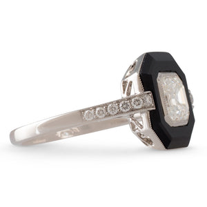 0.96ct Diamond and Onyx Ring