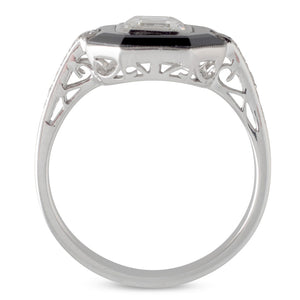 0.96ct Diamond and Onyx Ring