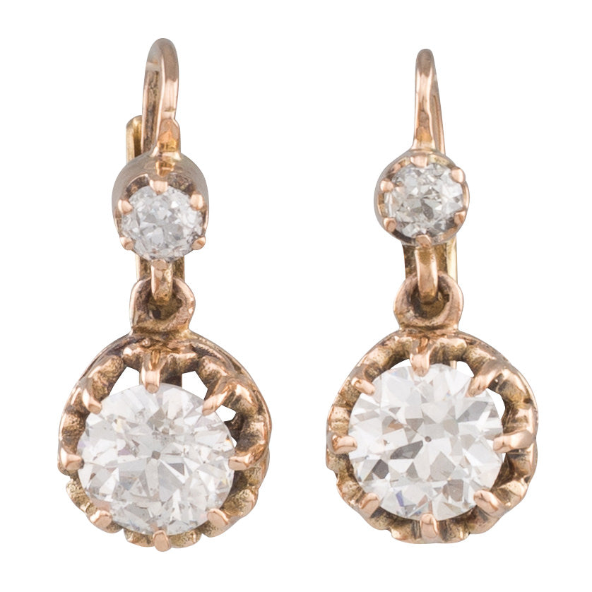 Double Diamond Drop Earrings