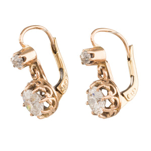 Double Diamond Drop Earrings