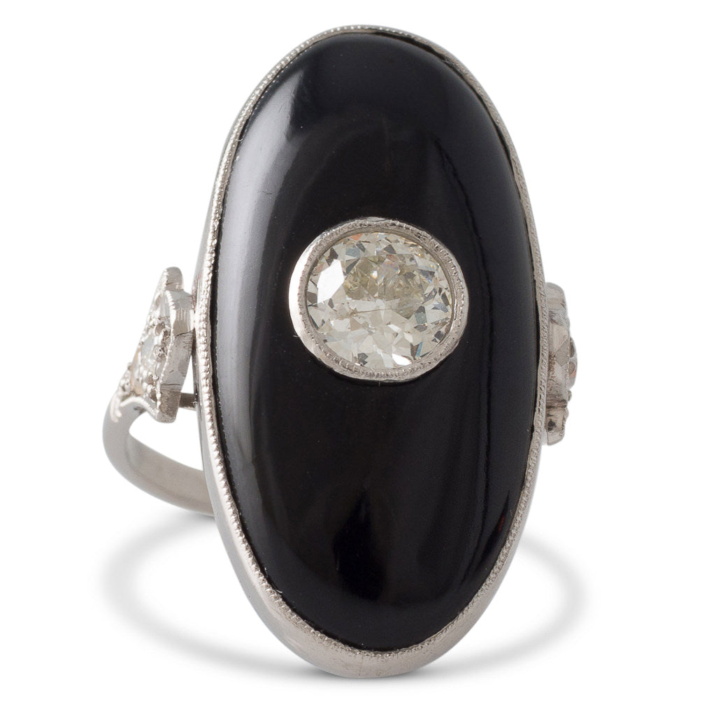 Art deco onyx and diamond ring sale