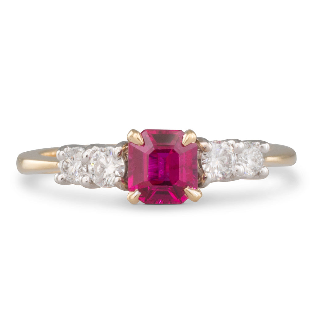 Unheated Ruby and Diamond Ring