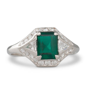 Emerald & Diamond Art Deco Ring