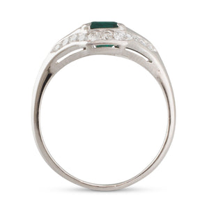 Emerald & Diamond Art Deco Ring