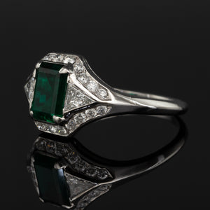 Emerald & Diamond Art Deco Ring