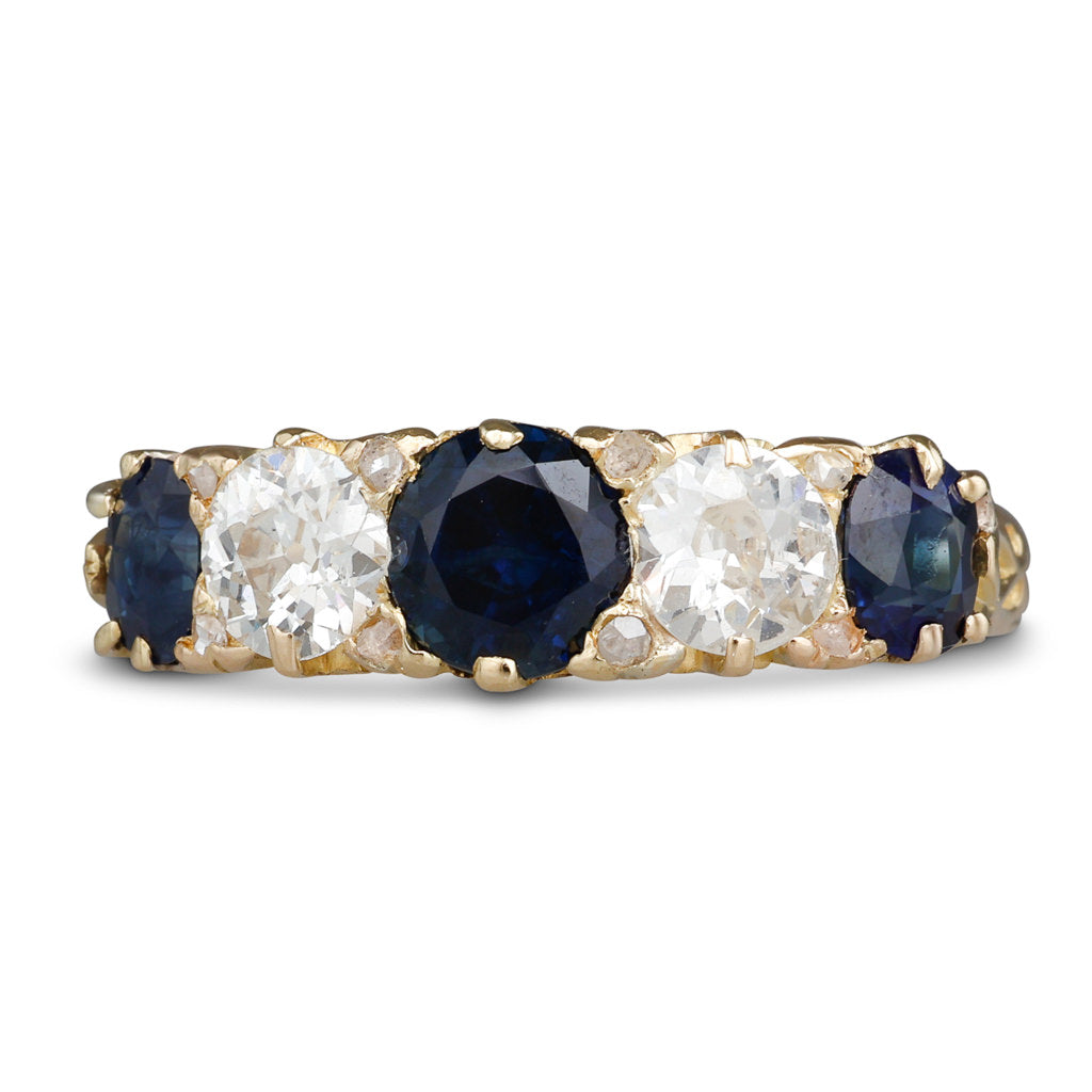 Sapphire & Diamond Half Hoop Ring