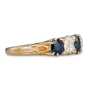 Sapphire & Diamond Half Hoop Ring