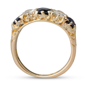 Sapphire & Diamond Half Hoop Ring