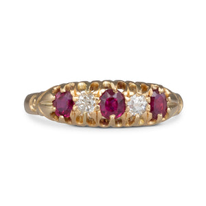 Ruby & Diamond Five Stone Ring