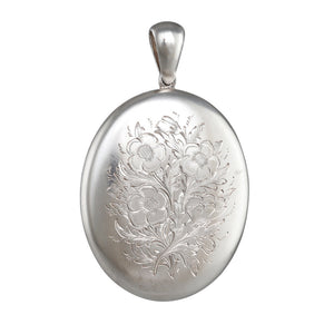 Engraved Oval Silver Locket