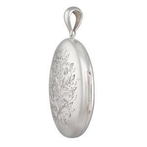 Engraved Oval Silver Locket