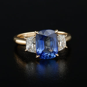 Sri Lankan Sapphire & Diamond Ring