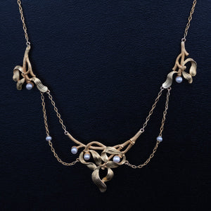 Art Nouveau Gold and Pearl Necklace