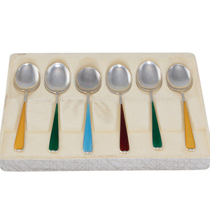 A Set of 6 Enamel Coffee Spoons