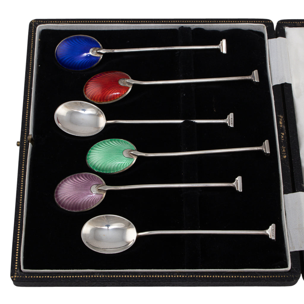 A Set of 6 Enamel Tea Spoons